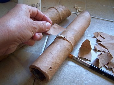 оклеивание трубок для имитации бамбука 